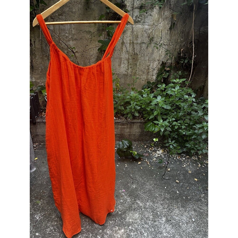 Old Navy halter dress L Orange Flowy Island Trip Cotton Sleeveless Summer Beach